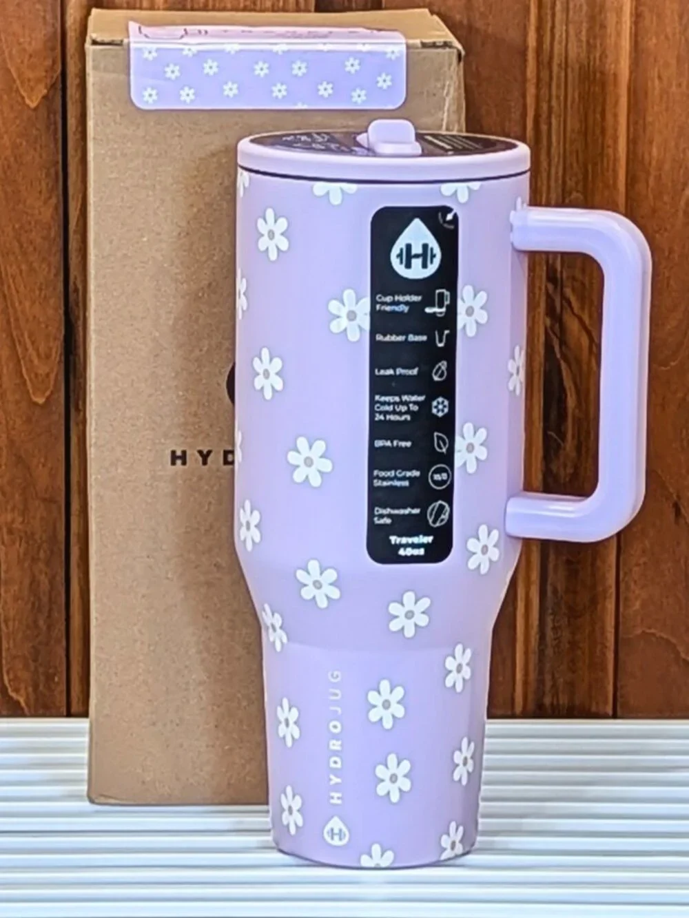 Hydrojug Jane Collection Purple Flower Traveler 40oz